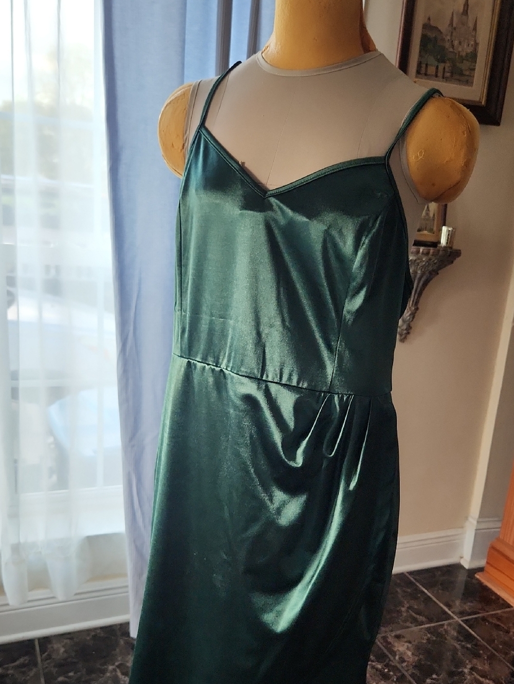 SHEIN Emerald Green Satin Slip Dress, SZ 2XL